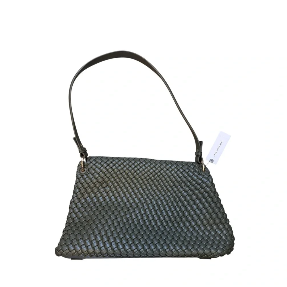 NWT Anthropologie Olive Green Woven Shoulder Bag - Picture 2 of 7
